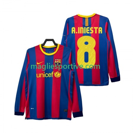 Completo Calcio Barcellona A INIESTA 8 2010 2011 Retro Divisa Prima ML